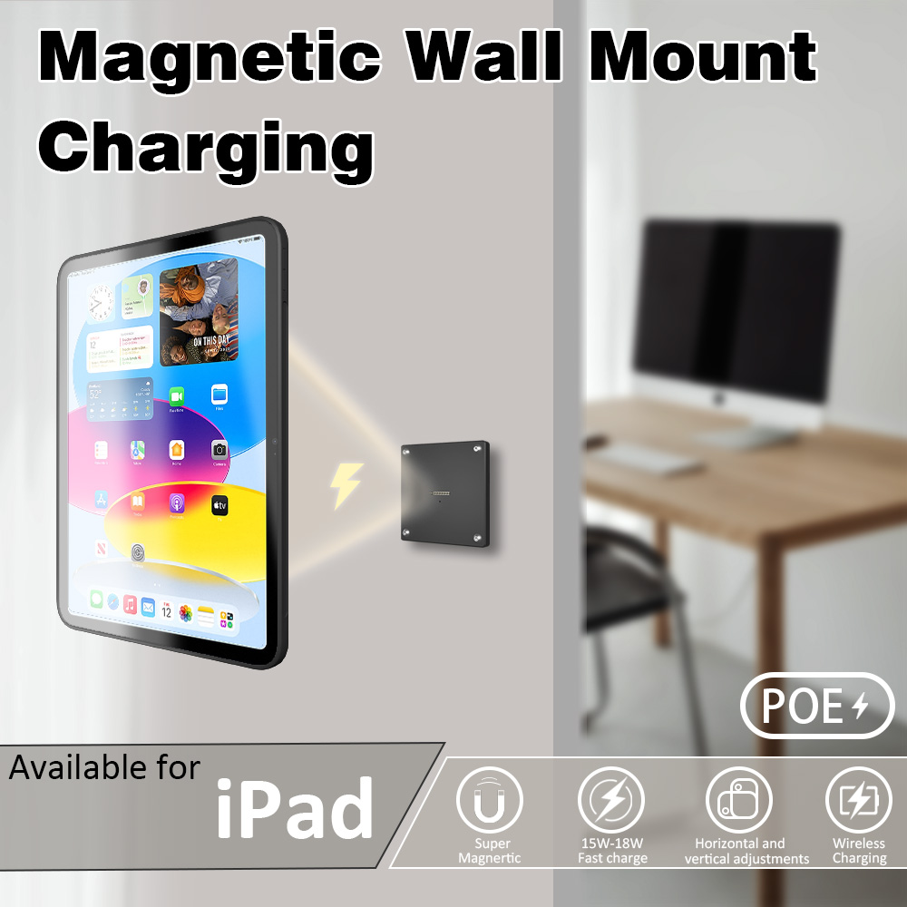 POE 磁気ウォールマウント、充電ケースホルダーサポート iPad スタンドケース iPad mini 第 6 世代/iPad Pro 11 12.9 POE 電源付き