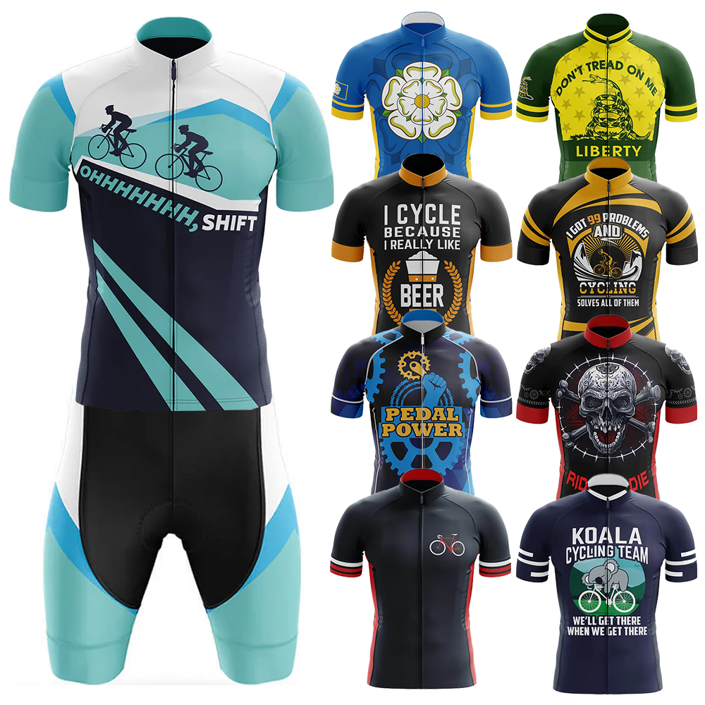 ああ、シフトサイクリング服 Mtb 男性衣類機器男性プロフェッショナルシャツショーツ男性ジャンパーサマーバイクジャージよだれかけ男性
