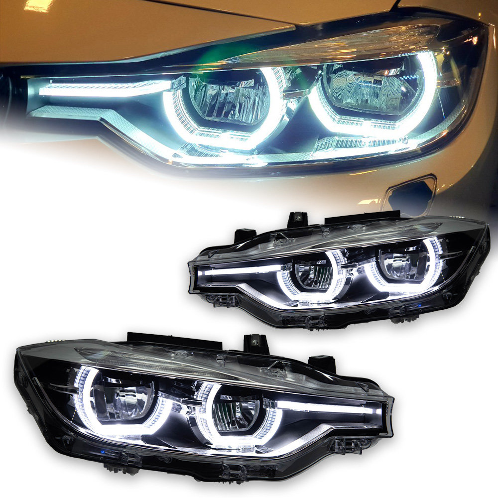 AKD カースタイリング LED ヘッドランプ BMW F30 ヘッドライト 2012-2019 F31 LED ヘッドライト 320i 318i 325i DRL エンジェルアイ自動車アクセサリー