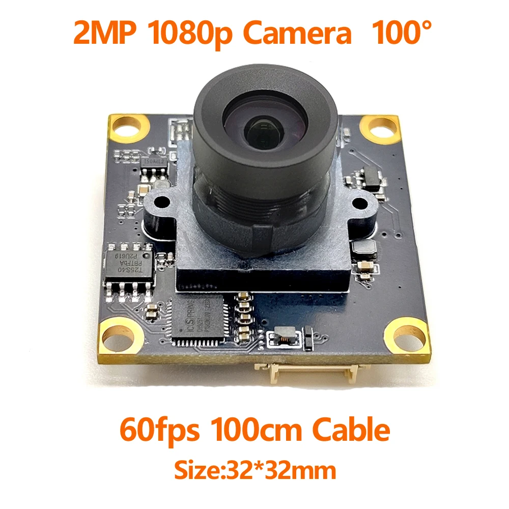 2MP 100 度カメラモジュール HD1080 顔認識用ワイドダイナミック WDR カメラモジュール USB ドライブ不要 60 フレームレート 1 M ケーブル