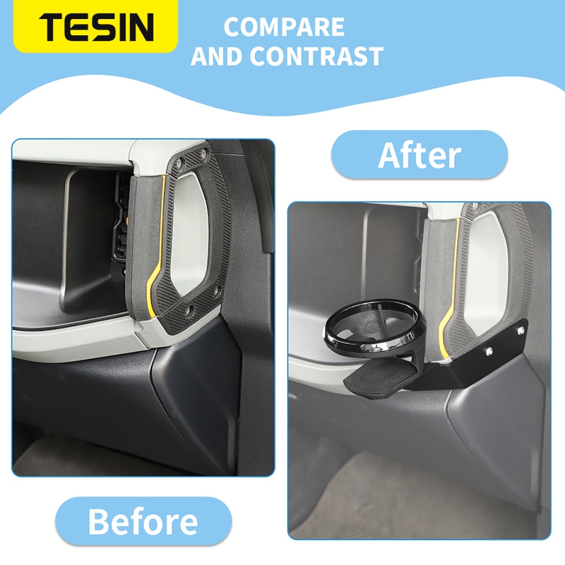 TESIN 車のピラーハンドルカップホルダー水ドリンクブラケットラックフォードブロンコ 2021 2022 2023 2024 2025 2026 インテリアアクセサリー