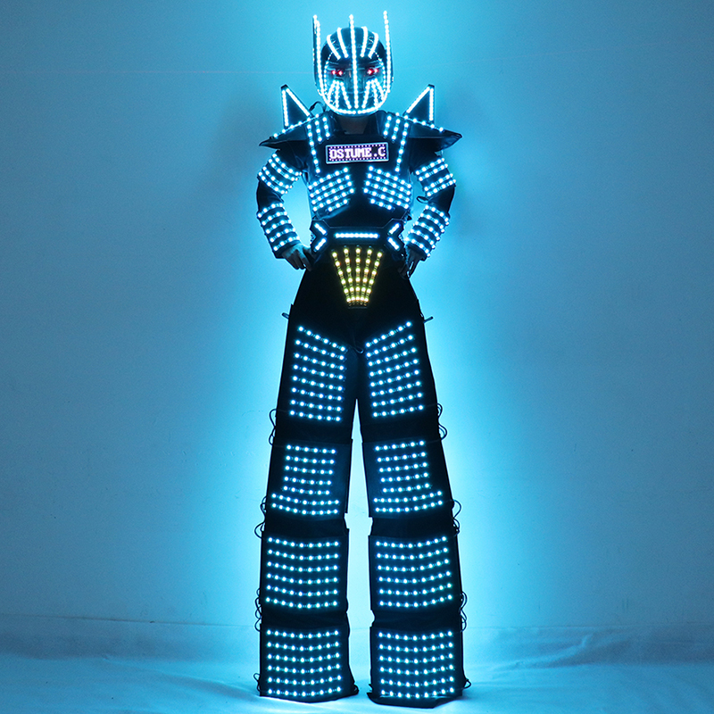 LED ライト竹馬ウォーカーロボットスーツ発光レンジャー衣装 LED スクリーンロゴ服バーパーティーディスコナイトクラブロボットダンスショー
