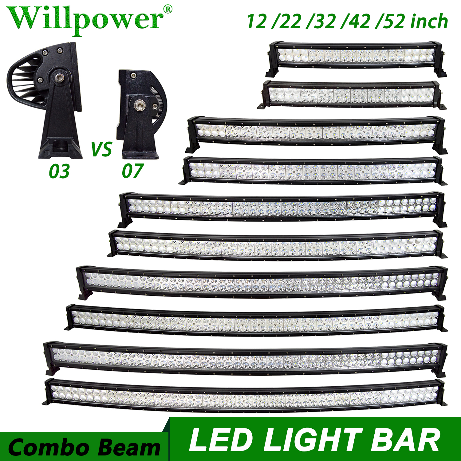 SUV 車の屋根 22 32 42 52 インチ湾曲 LED ライトバージープシボレーダッジ 4 ランナー 4 × 4 4WD トラックオフロードピックアップバンパーフォグライトバー