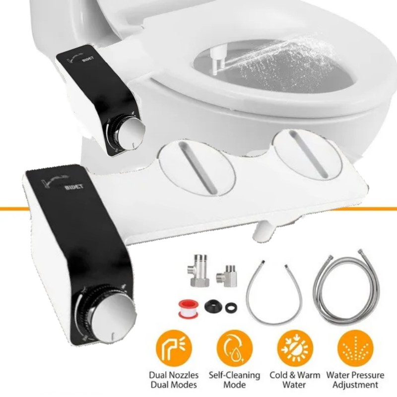 非電気ビデ 便座用温水冷温水 - セルフクリーニングデュアルノズル 圧力調整可能な温水ビデ便座