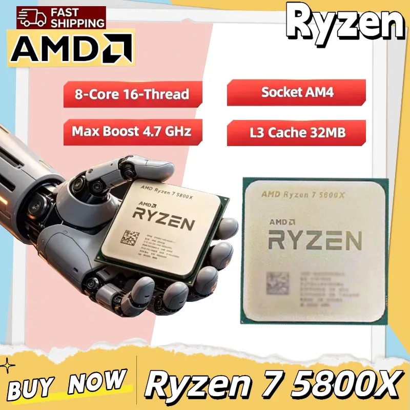 AMD Ryzen 7 5800X AMD R7 5800X CPU 8 コア 16 スレッド 3.8GHz ロック解除デスクトップ プロセッサ ソケット AM4 ゲーミング CPU パッケージなし