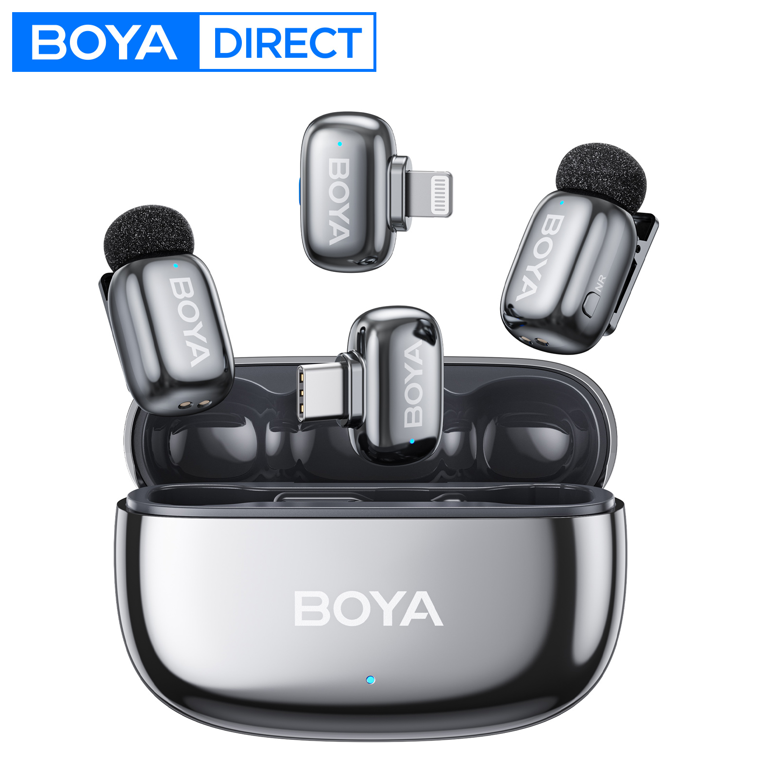 BOYA ミニ 2 ワイヤレスラベリアラペルミニマイクノイズリダクション iPhone 6-17 USB-C Android スマートフォン PC ライブストリーミング用
