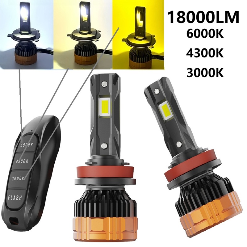 H11 トリコロールリモコン LED ヘッドライト H4 H1 H7 H11 HB3 9005 HB4 9006 6500K 4300K 3000K 車のヘッドライトライト
