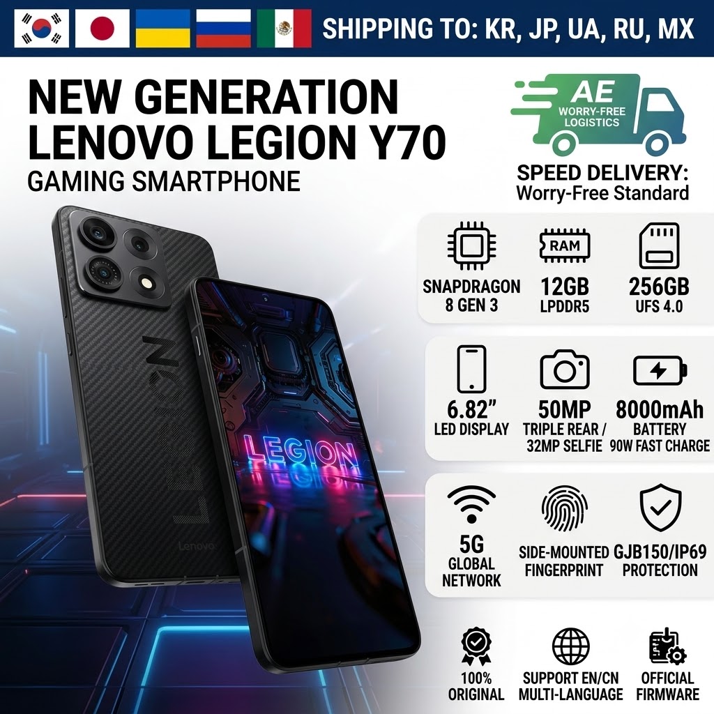 CN ROM Lenovo Legion Y70 新世代 2026 ゲーミングスマートフォン Snapdragon 8 Gen 5 6.82 インチ 144Hz OLED 8000mAh 90W 高速充電