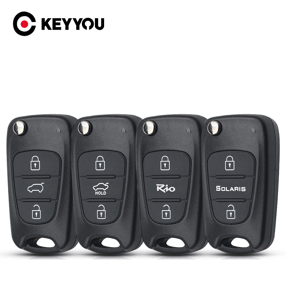 KEYYOU 10 ピース/ロットノーカットブレード 3 ボタンフリップリモートキーシェルヒュンダイ I30 IX35 起亜 K2 K5 車のキーブランクケースカバー
