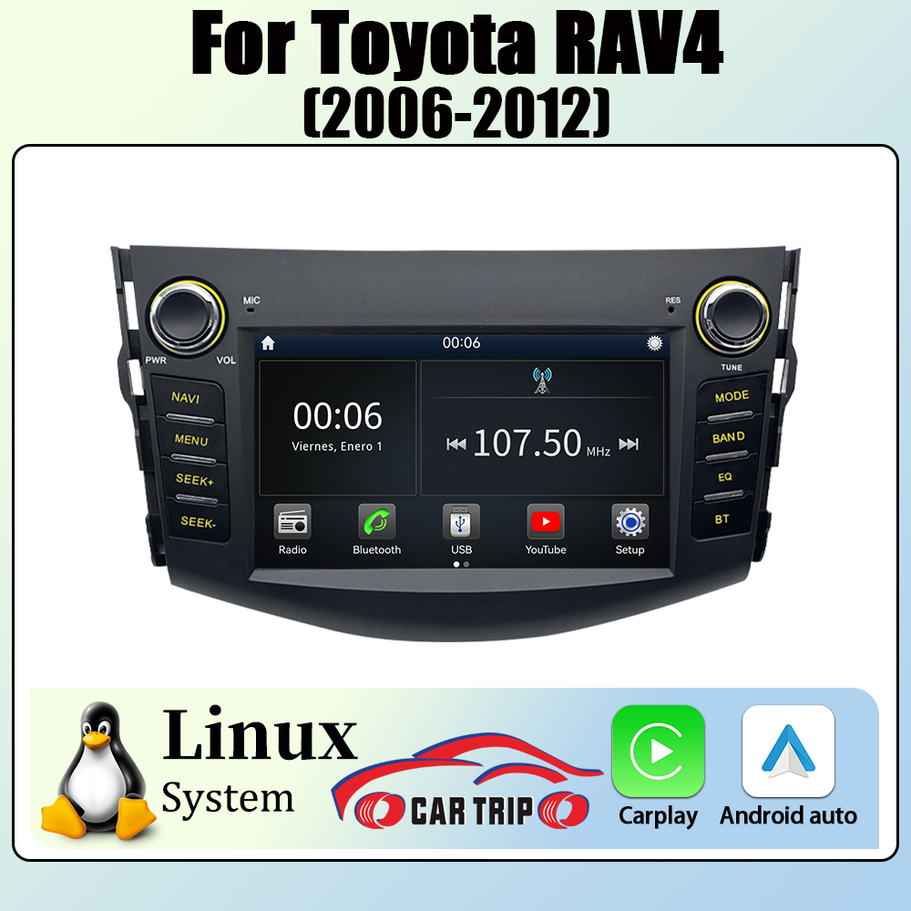 7 インチ 2Din Linux カーラジオ マルチメディア プレーヤー トヨタ RAV4 2006-2012 Carplay 付き Android 自動 HD GPS ワイヤレス FM BT5 IPS RDS