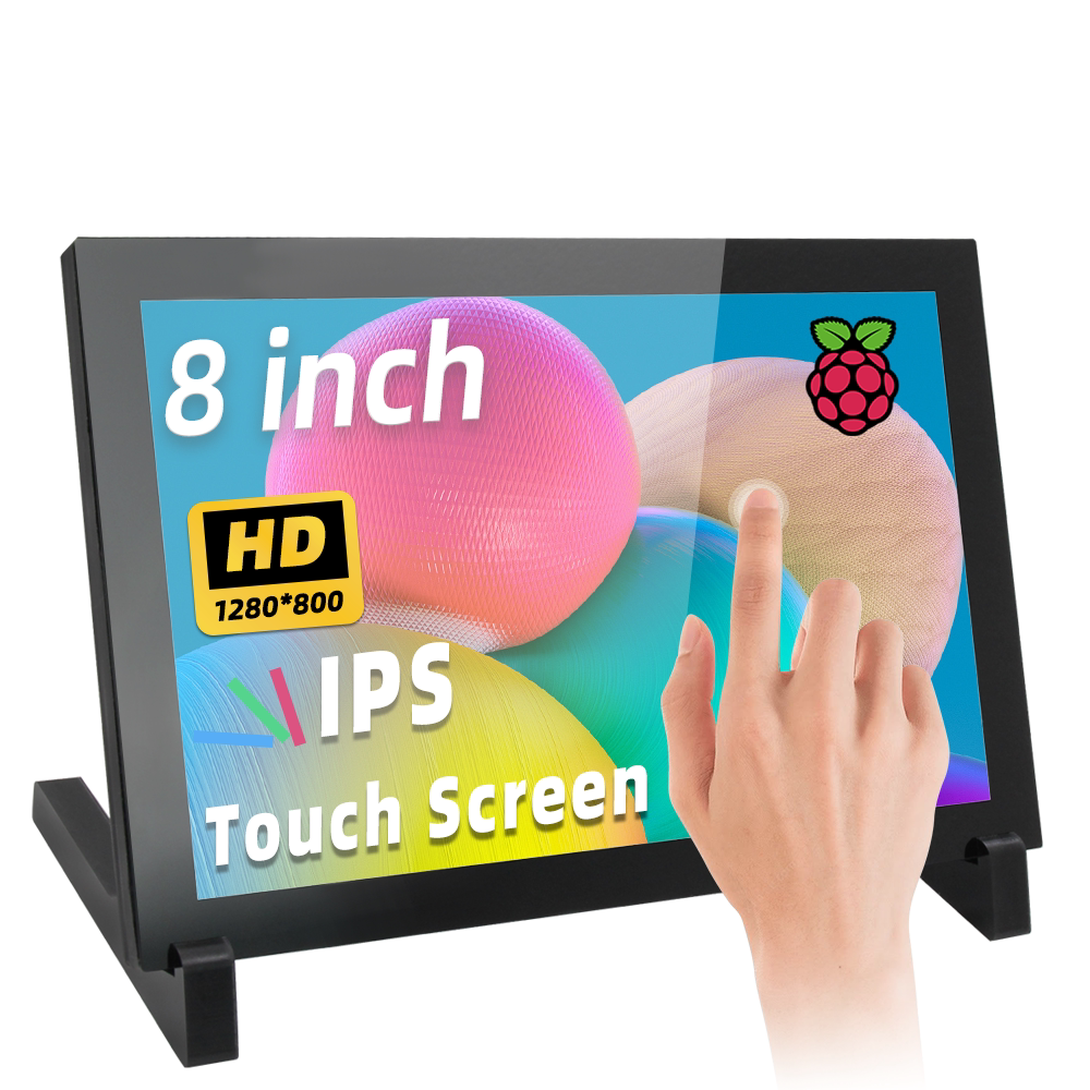 8 Inch IPS Portable Monitor 1280x800 Capacitive Touch Screen Display for Raspberry Pi 5/400/4/3 Win 11/10/8/7 Jetson Nano