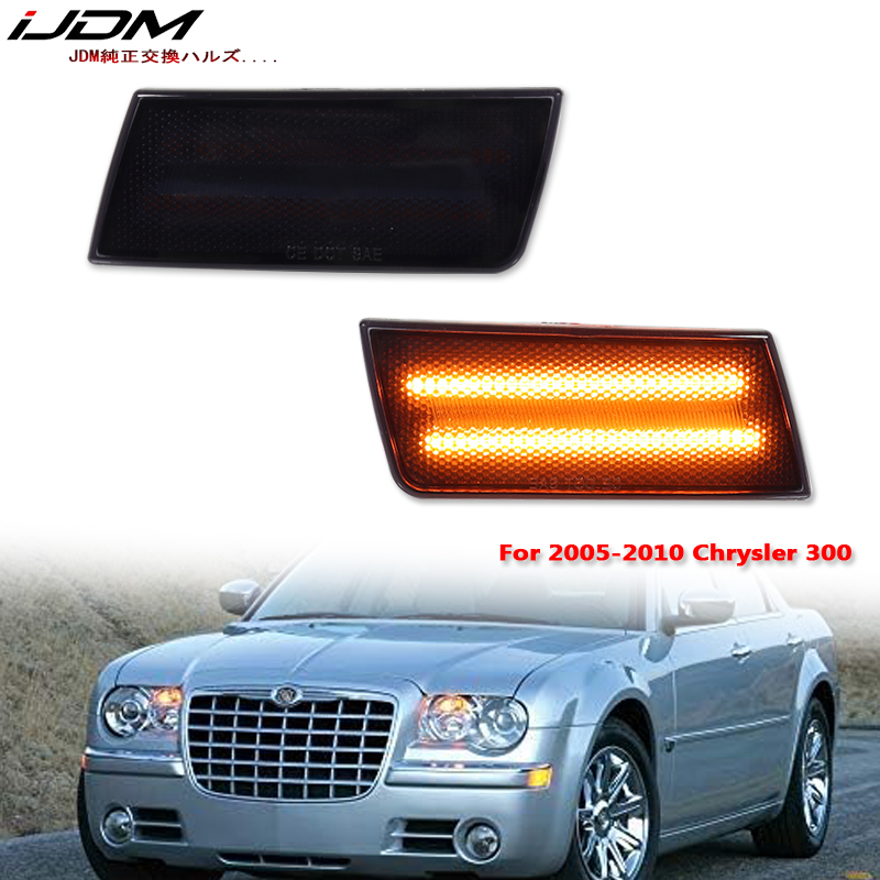 クライスラー 300 300C 2005-2010 2 個 LED サイドマーカーライトアンバーフロントバンパーターンシグナルライト、OEM サイドマーカーランプを交換