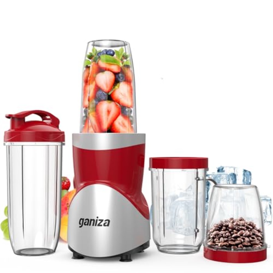 シェイクとスムージー用の900Wブレンダー、キッチン用の15ピースパーソナルブレンダーとグラインダーコンボ、4つのBPA-Freを備えたスムージーメーカー