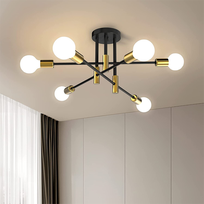 レトロ産業錬鉄製天井シャンデリア LED シーリングランプホーム照明器具モダンなリビングルームランプ E27 装飾ライト