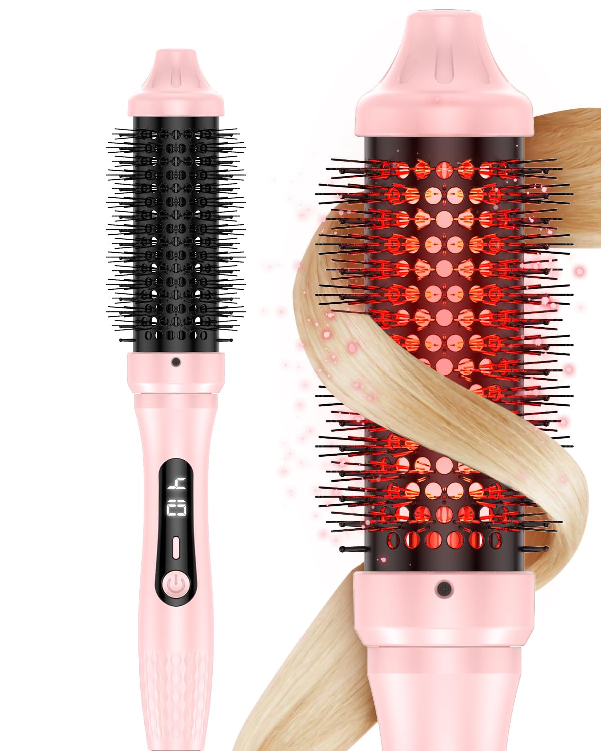 赤外線ヘアカーリングアイロンブラシ電気ヘアカーラーコーム抗熱傷 1.5 インチ加熱ラウンドボリューマイザー高速ブローアウトデュアル電圧