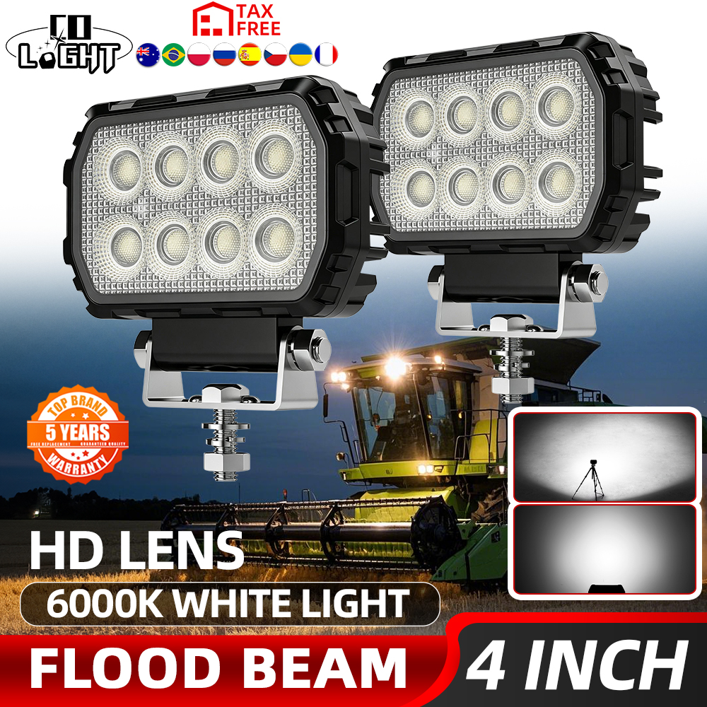 CO LIGHT オフロード使用 24000LM 4.5 インチ 32 LED 長方形投光器車の作業灯ジープトラックボートトラクター 4X4 SUV 12V 24V