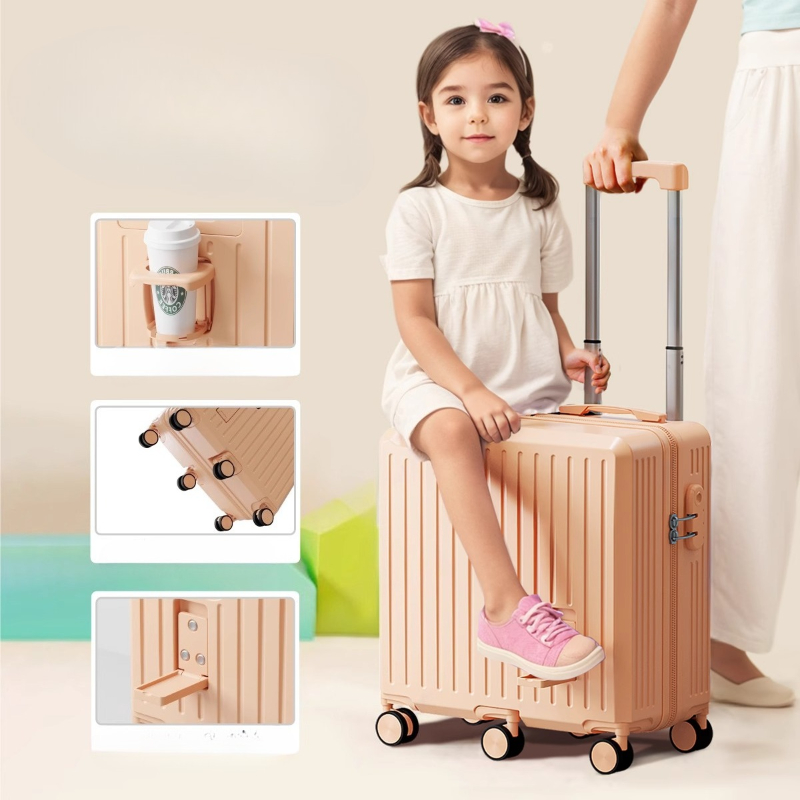 子供が乗れるスーツケース キャビン TSA ロック軽量ローリング トロリー シート トラベル ケース 男の子 女の子 マレタ デ マキラージェ トラベル