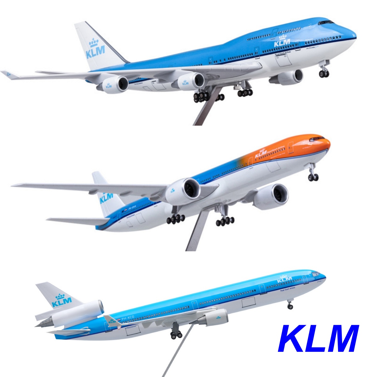 47 センチメートルおもちゃモデル KLM 飛行機 B747 B777 MD-11 MD11 ダイキャスト樹脂ライト付き