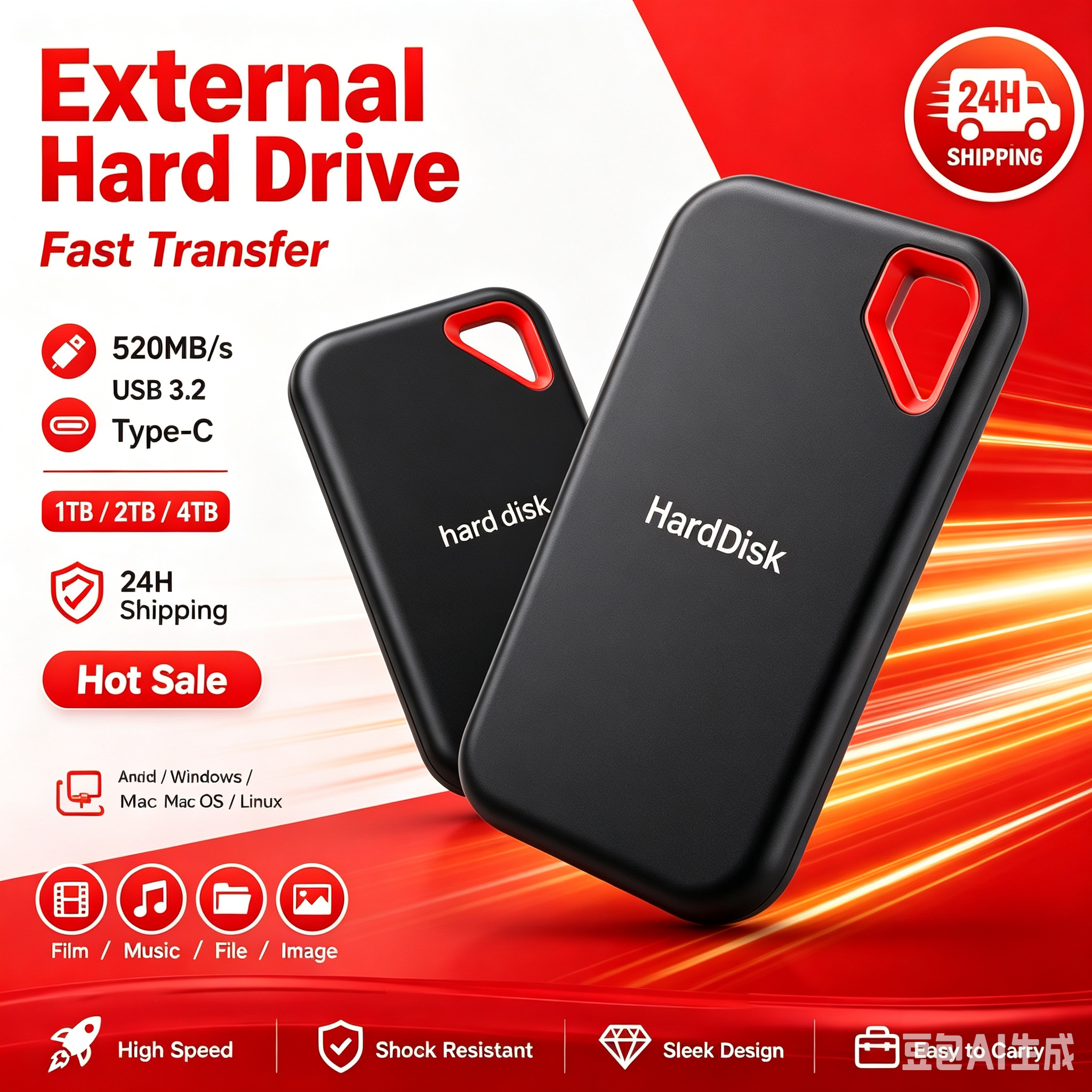 2TB スリムサイズポータブル外付けハードドライブタイプ C ユニバーサル接続 SSD ソリッドステートハードディスクドキュメントビデオファイルストレージ
