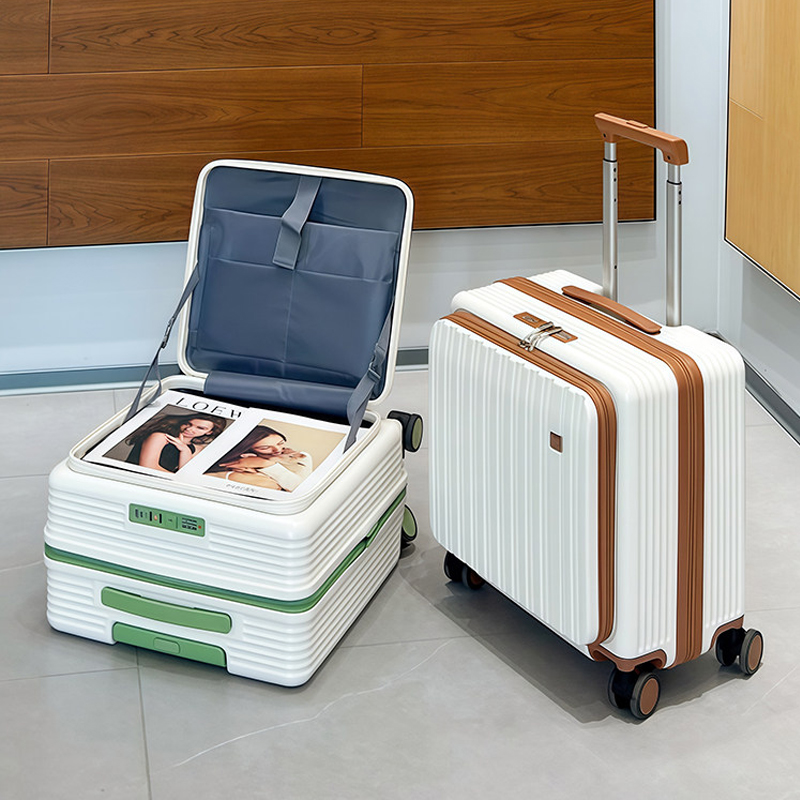 18/20 インチのスーツケース旅行キャビン横開き蓋中小企業機内持ち込み荷物スケーラブルな多機能厚みのあるトロリーケース