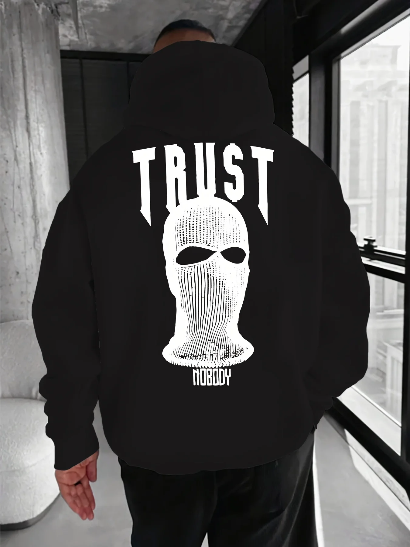 秋冬に欠かせない男性と女性のTRUSTプリントファッショントレンドカジュアルヒップホップフード付きスウェットシャツ