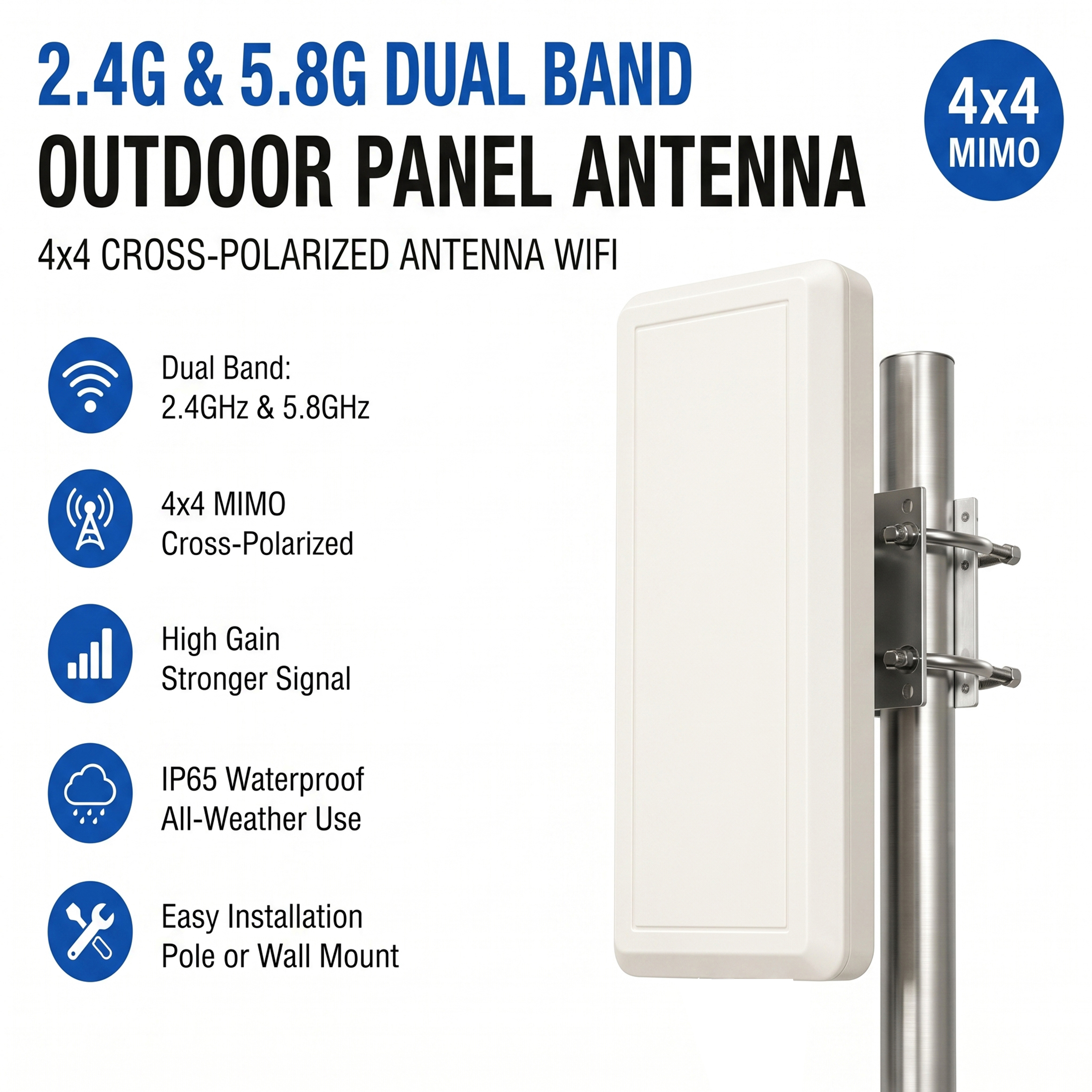 屋外デュアルバンド 2.4G/5.8G ワイヤレスアンテナ WiFi LoRaWAN 用デュアル極性 Comfast TP リンクと互換性のある指向性アンテナ