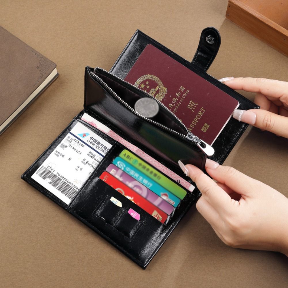 カードホルダー PU レザーパスポートバッグ財布パスポートカバートラベルウォレット RFID 盗難防止飛行機チェックインパスポートクリップ女性