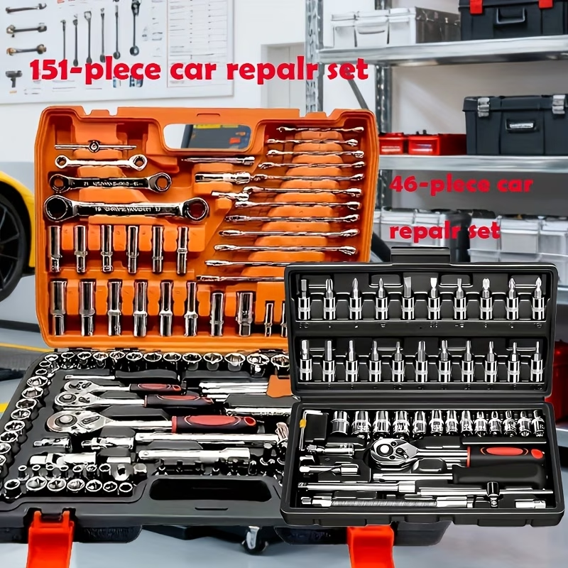 151/46 個の自動車機械ツールキット - ラチェットトルクレンチと自動車、自転車、オートバイ修理ツール用のマルチ
