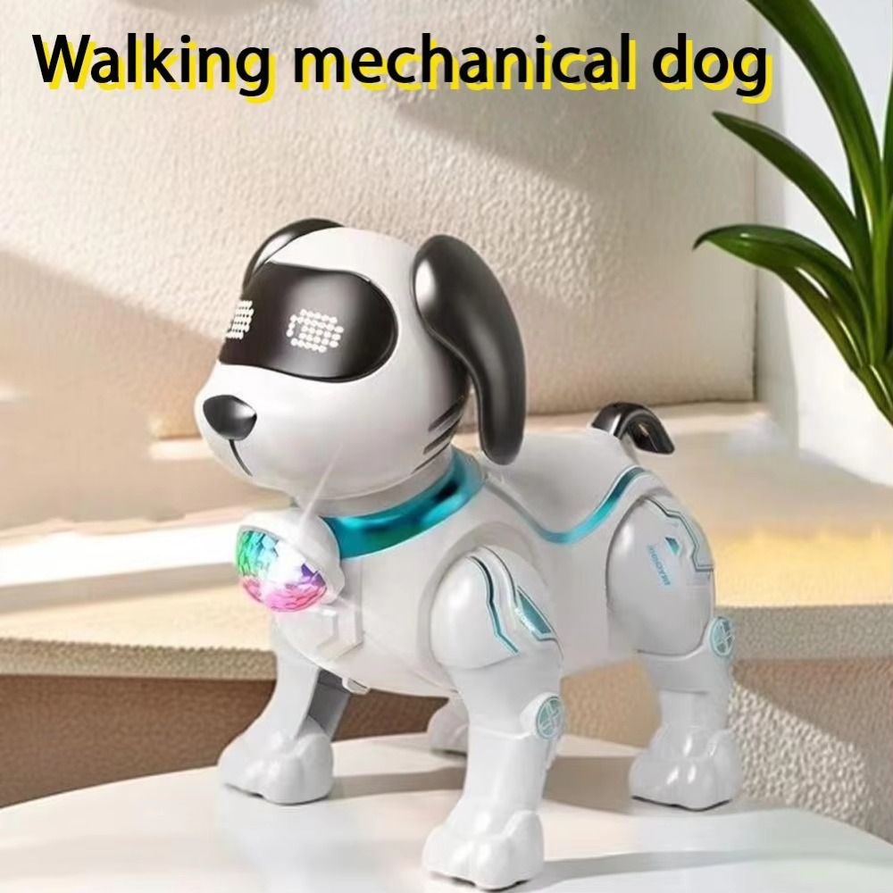 ライト付きプラスチック電子ロボット犬プログラム可能なスマート電子スタントペットインタラクティブタッチウォーキングダンスロボット犬