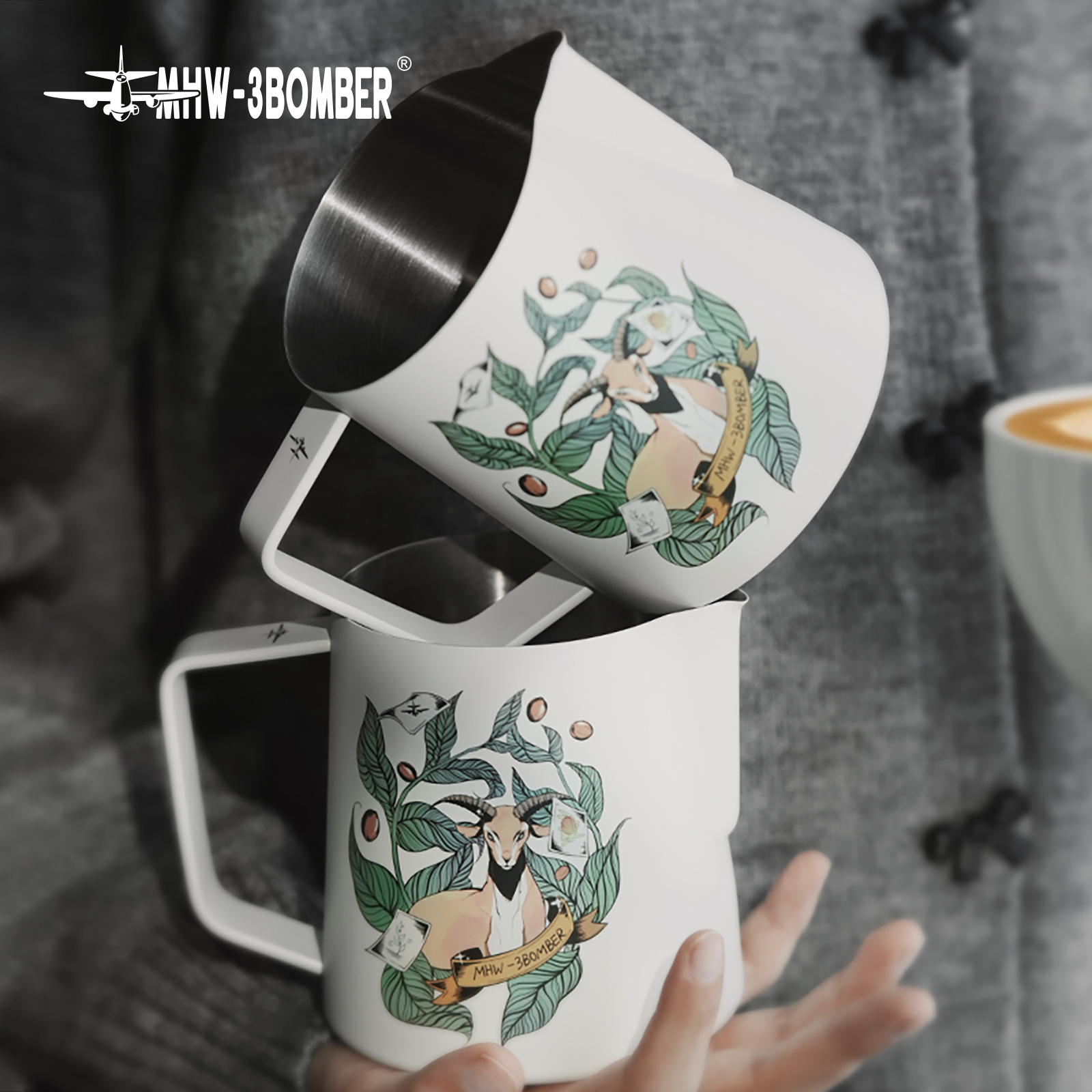 MHW-3BOMBER ミルク泡立てピッチャー 600 ミリリットルミルク泡立て器カップバリスタ 304 ステンレス鋼エスプレッソ蒸しピッチャーコーヒーツール