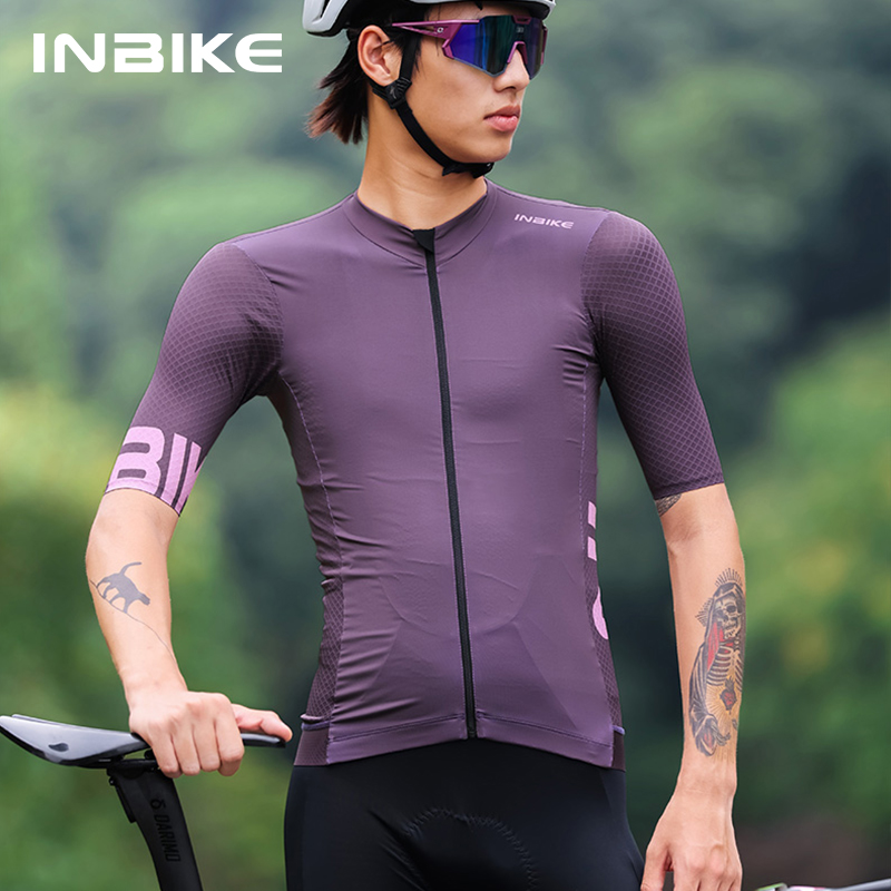 INBIKE メンズ半袖ジャージ夏プロフェッショナル MTB 衣類男性用速乾性マウンテンロードバイクシャツ 3 ポケット