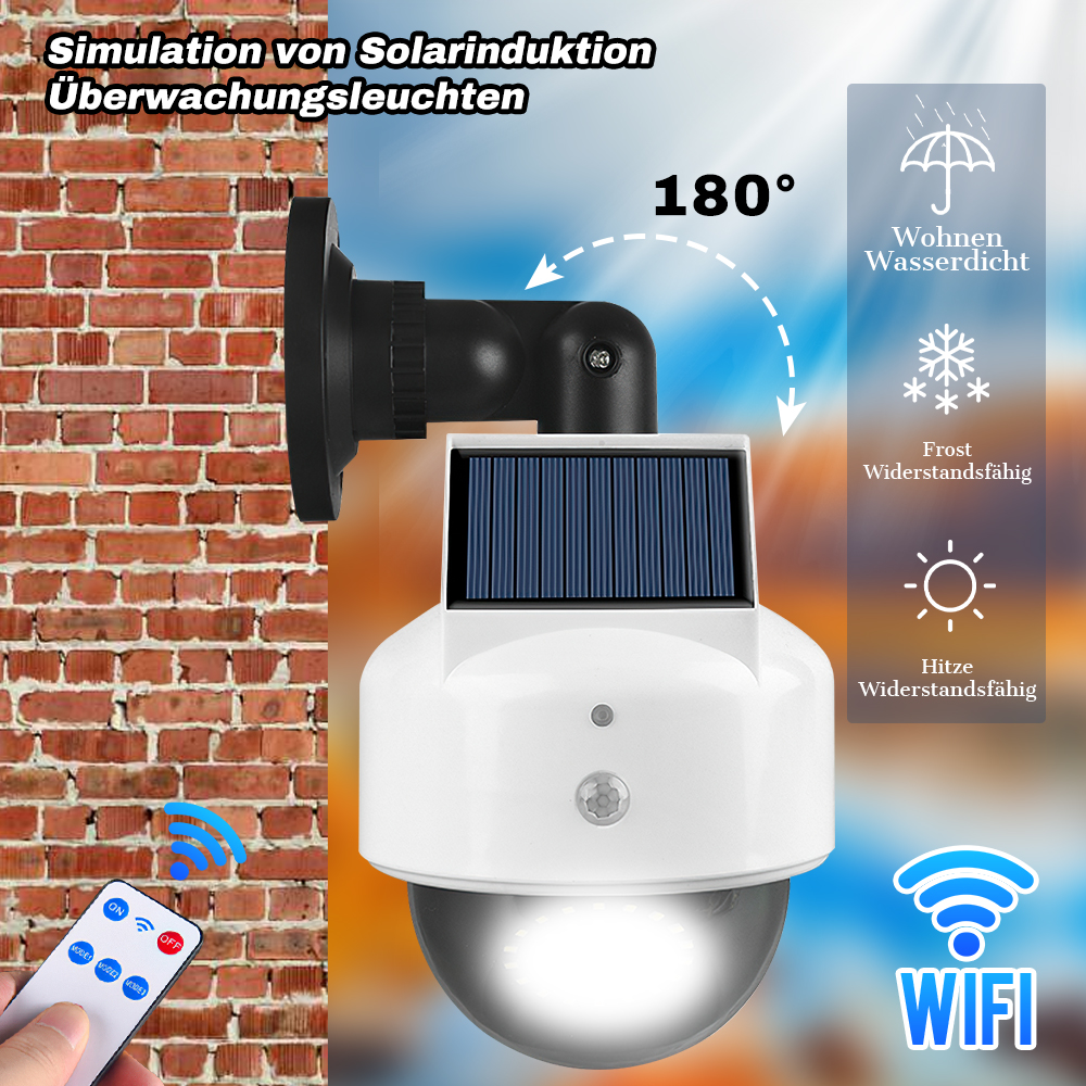 Solar Powered Dummy Security Camera PIR Motion Sensor Fake CCTV Surveillance Cam Waterproof LED Wall Lamp Flashing Red Light 180° Adjustable Bracket Outdoor Garden Yard Anti-Theft Simulation Light