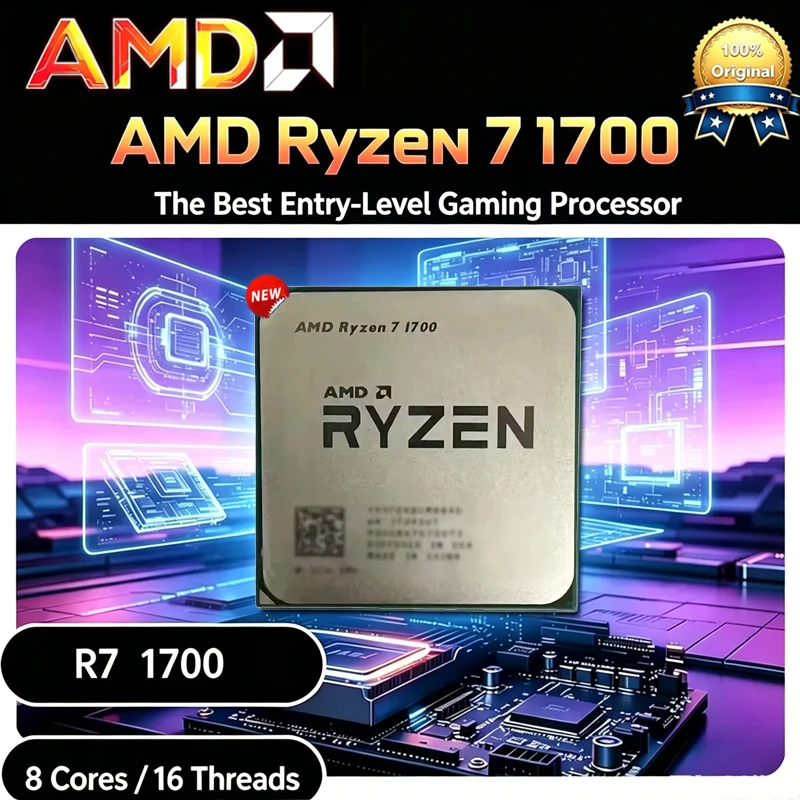 AMD Ryzen 7 1700 R7 1700 3.0 GHz 8-Core 16-Thread CPU Processor 65W YD1700BBM88AE Socket AM4 CPU Without Package Loose Pie