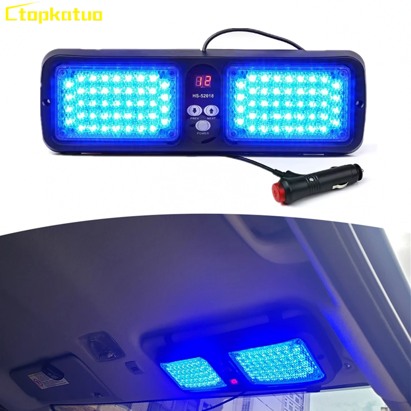 SMD LED サンバイザーシールドストロボライトトラック緊急警告ライトバーフロントガラスインテリア点滅照明 86LED 車ランプ
