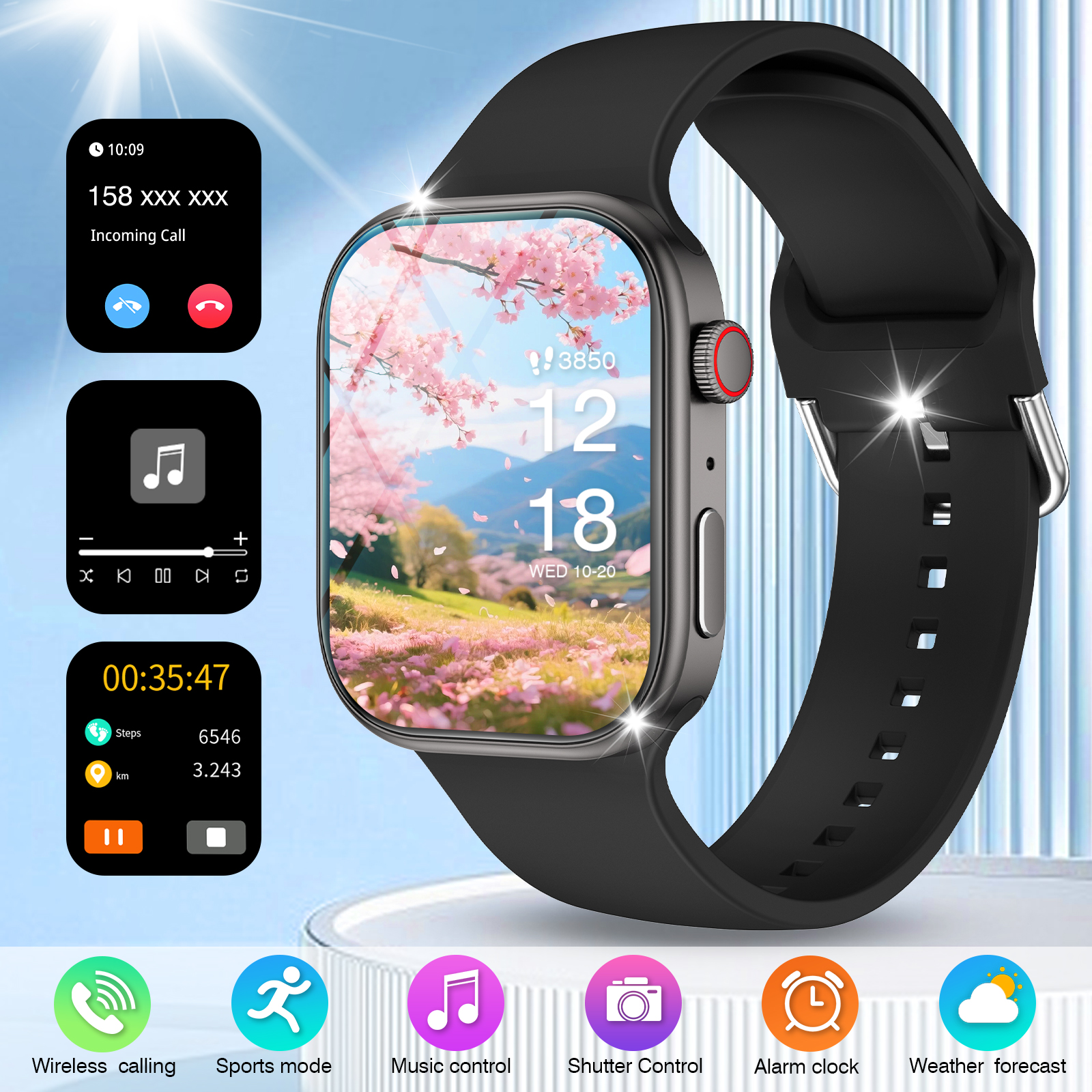 スマートウォッチ、ワイヤレス通話/ダイヤル、マルチスポーツモード、複数APPリマインダー、男女兼用、iPhone/An対応
