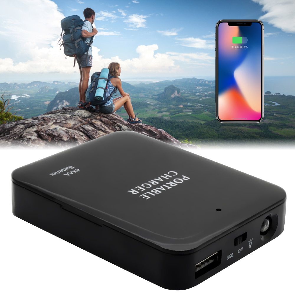 4 スロット単三電池外部 USB 充電式緊急電源充電ボックス携帯電話充電ベース