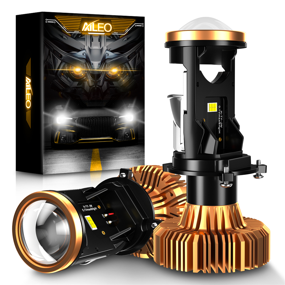 AILEO H4 9003/HB2 Led ヘッドライト電球 Canbus 20000LM ミニプロジェクターレンズ付き車オートバイ 6500 18K ホワイトランプ高/低ビーム