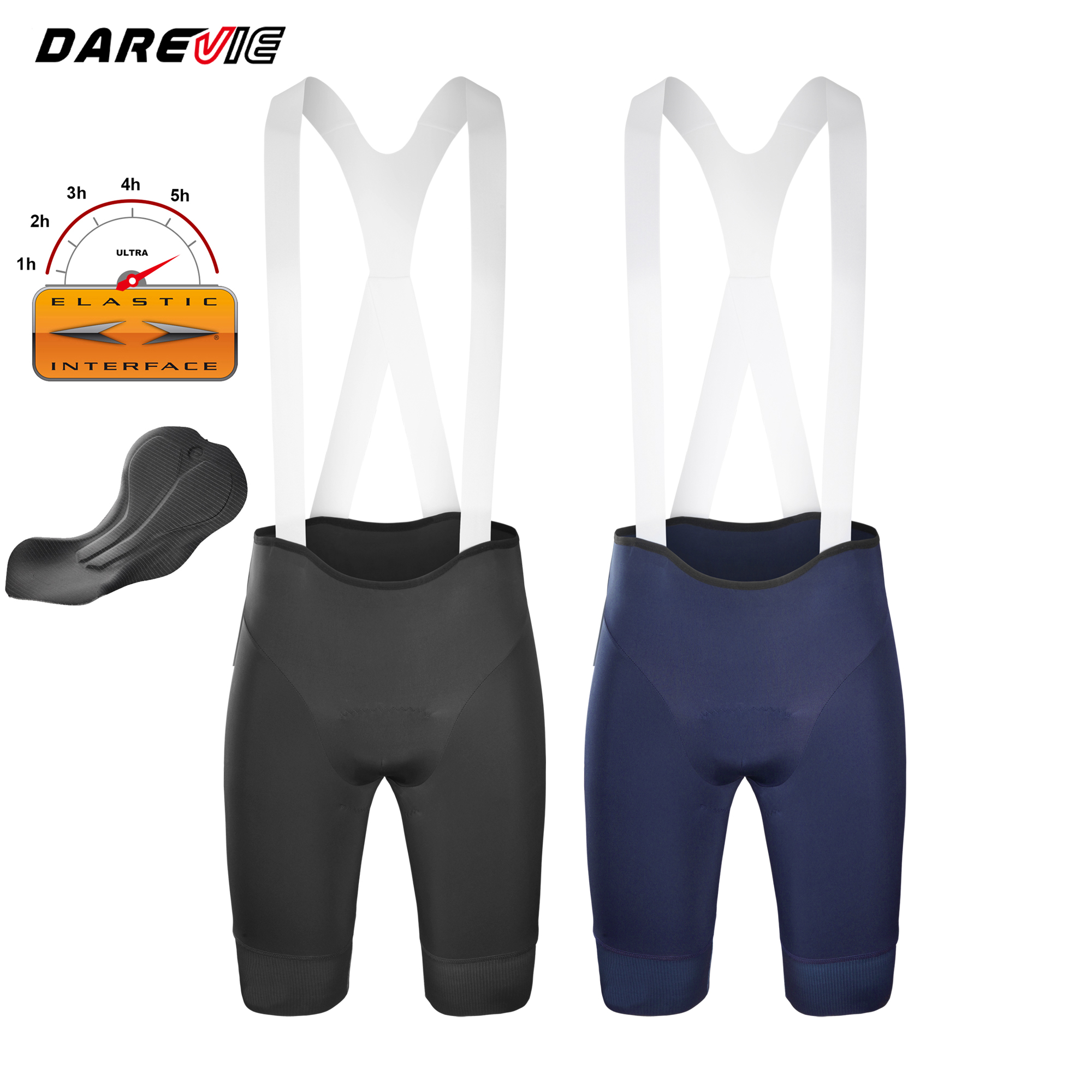 DAREVIE サイクリング ビブショーツ リサイクル イタリア Elastic Interface® 80kg/m3 パッド Bretelelle メンズ サイクリング 耐摩耗性 ショーツ 男性