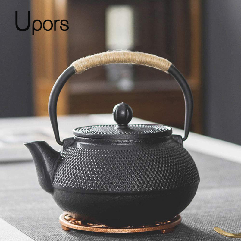 UPORS 日本鉄ティーポット ステンレス鋼注入器付き 鋳鉄ティーポット ティーケトル 沸騰水用 ウーロン茶 600/800/1200ML