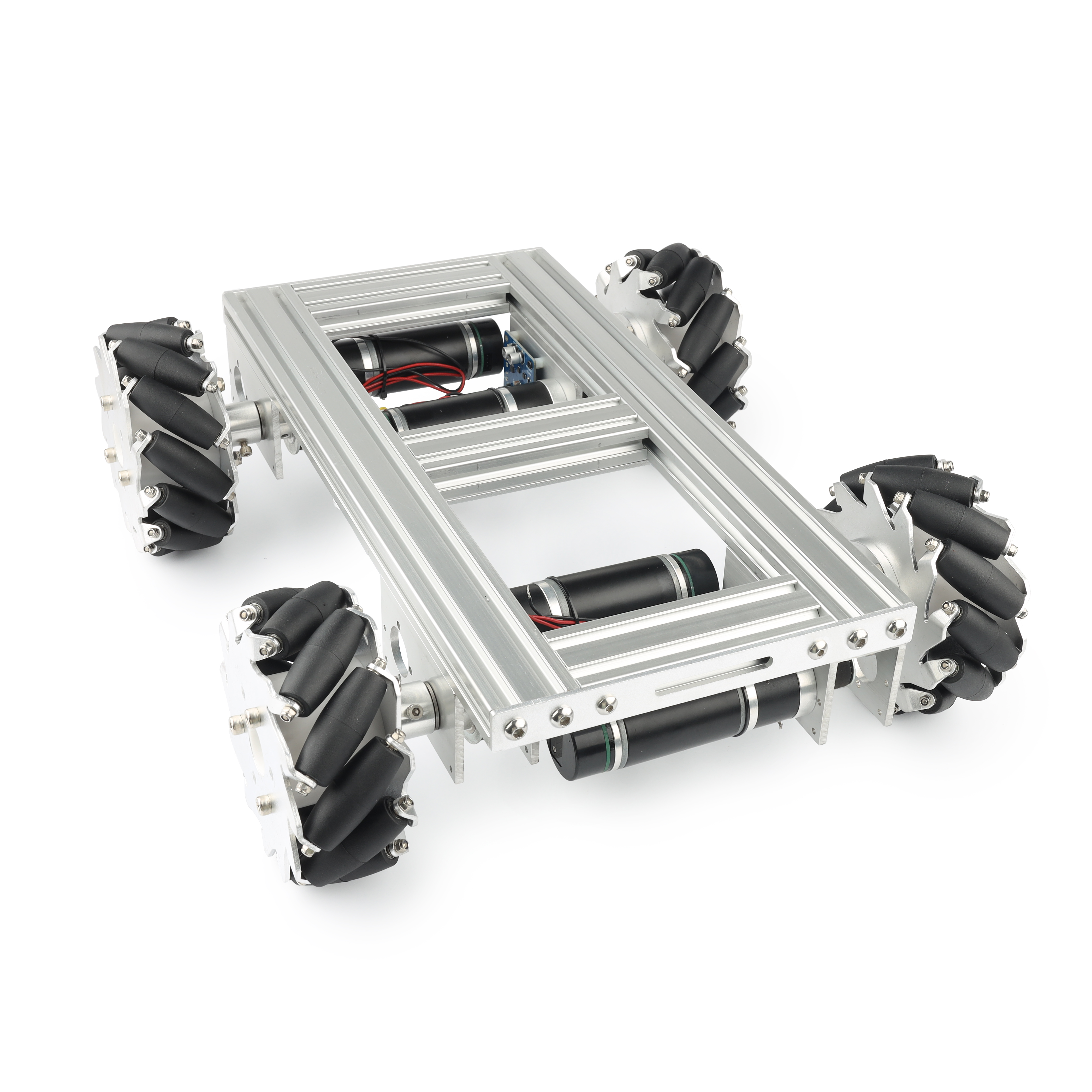 35kgヘビーデューティ4WDメカナムホイールトロリー全方向移動ロボットモーター金属シャーシ研究用プログラマブルロボット
