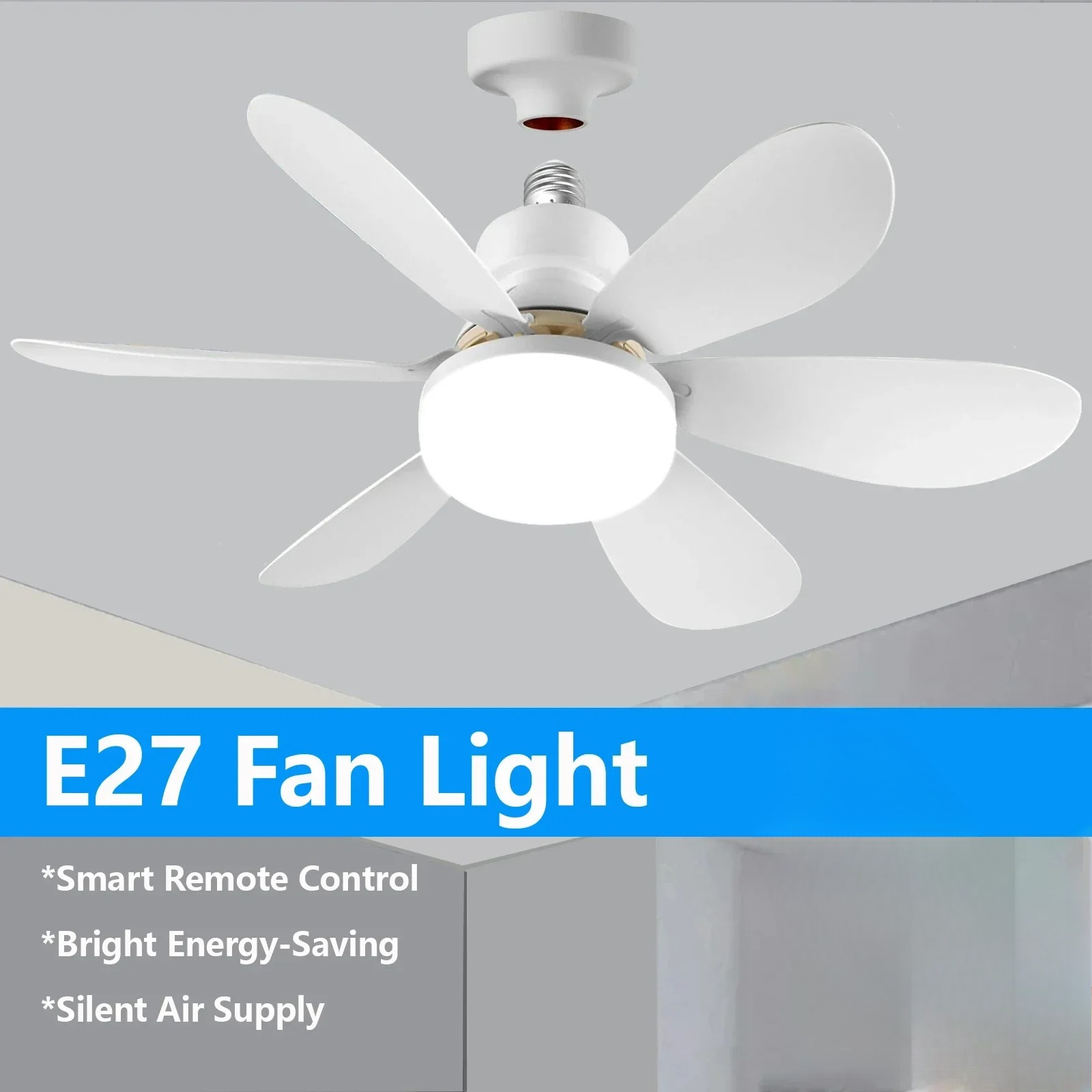 30 ワット/40 ワット E27 サイレントシーリングファンリモート調光可能な LED ライトインテリジェントファンランプ寝室リビングルーム屋内家庭用