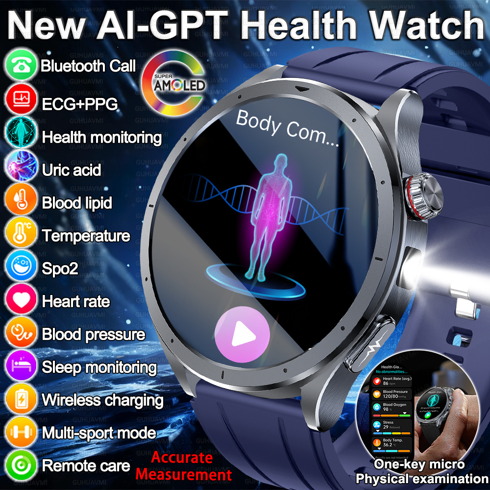 2026 新しい体脂肪分析健康スマートウォッチ ECG PPG 尿酸血圧血中酸素時計通話スマートウォッチ男性女性のための