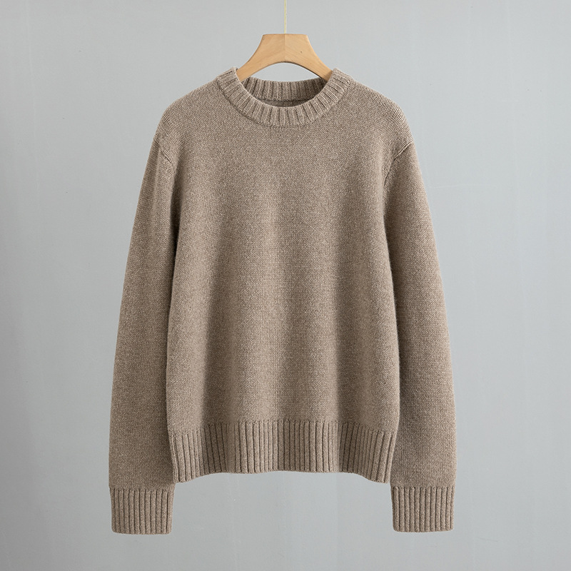 卸売ソリッドカラーセミハイカラーカシミヤスリム底ウールメンズセーター