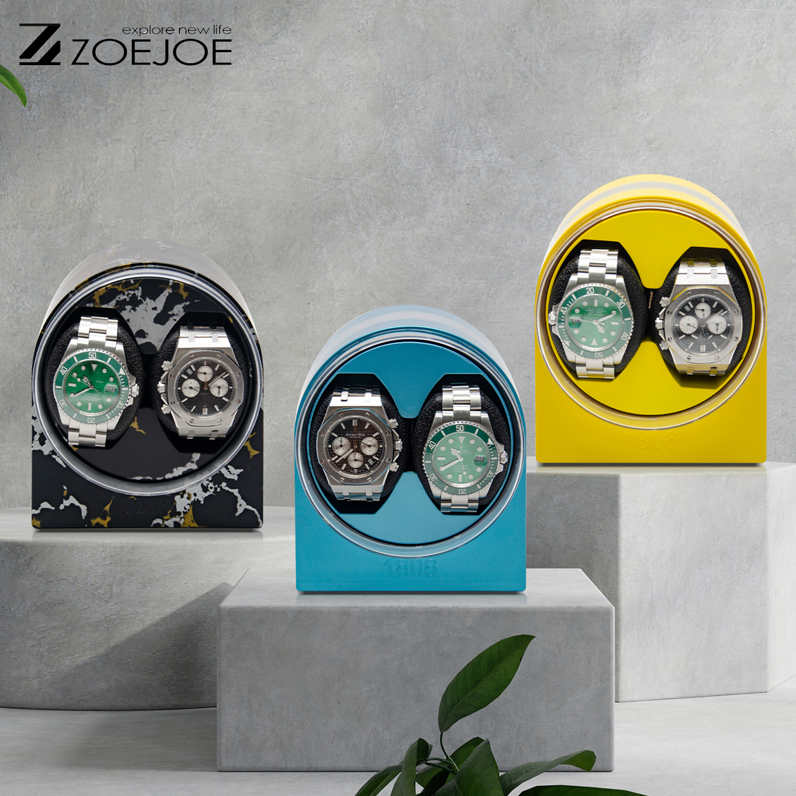 ZOEJOE 2 スロットウォッチワインダー USB ケーブル静かなモーター時計収納ケース男性と女性の腕時計にフィット友人への誕生日プレゼント