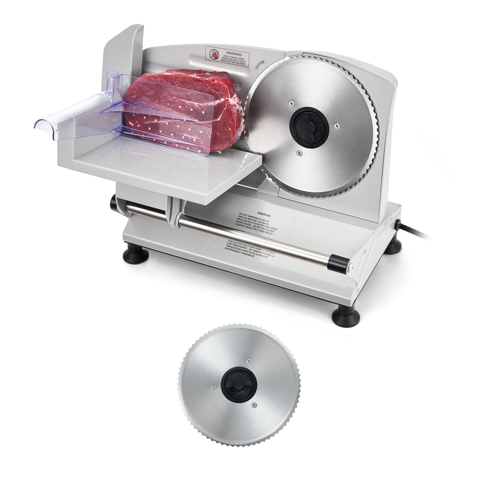 SucceBuy 6.7-8.7 インチ肉スライサー電気デリスライサーマシン 2 つの SUS420 ブレード食品スライサー肉ハムバゲット、ステーキ