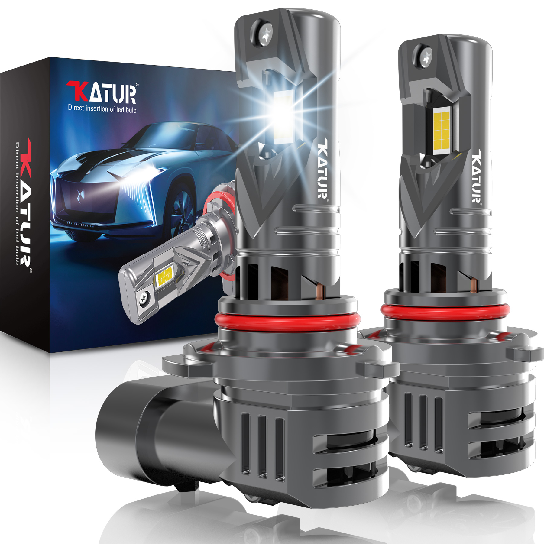 Katur 2x 9005 HB3 Led 車のヘッドライト 100 ワット電球キセノン 6000 K 20000Lm ホワイトターボダイオードランプファン DRL 超高輝度ハイパワー