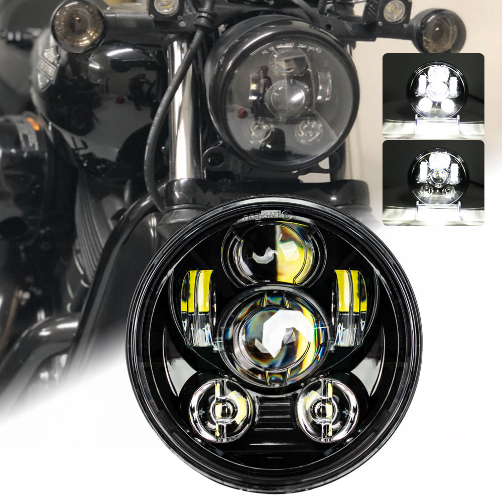 新スタイル 5.75 インチ LED ヘッドライト 5 3/4 "led DRL 防水バイクヘッドライトダイナソフテイルスポーツスター 883 XL883 FXCW