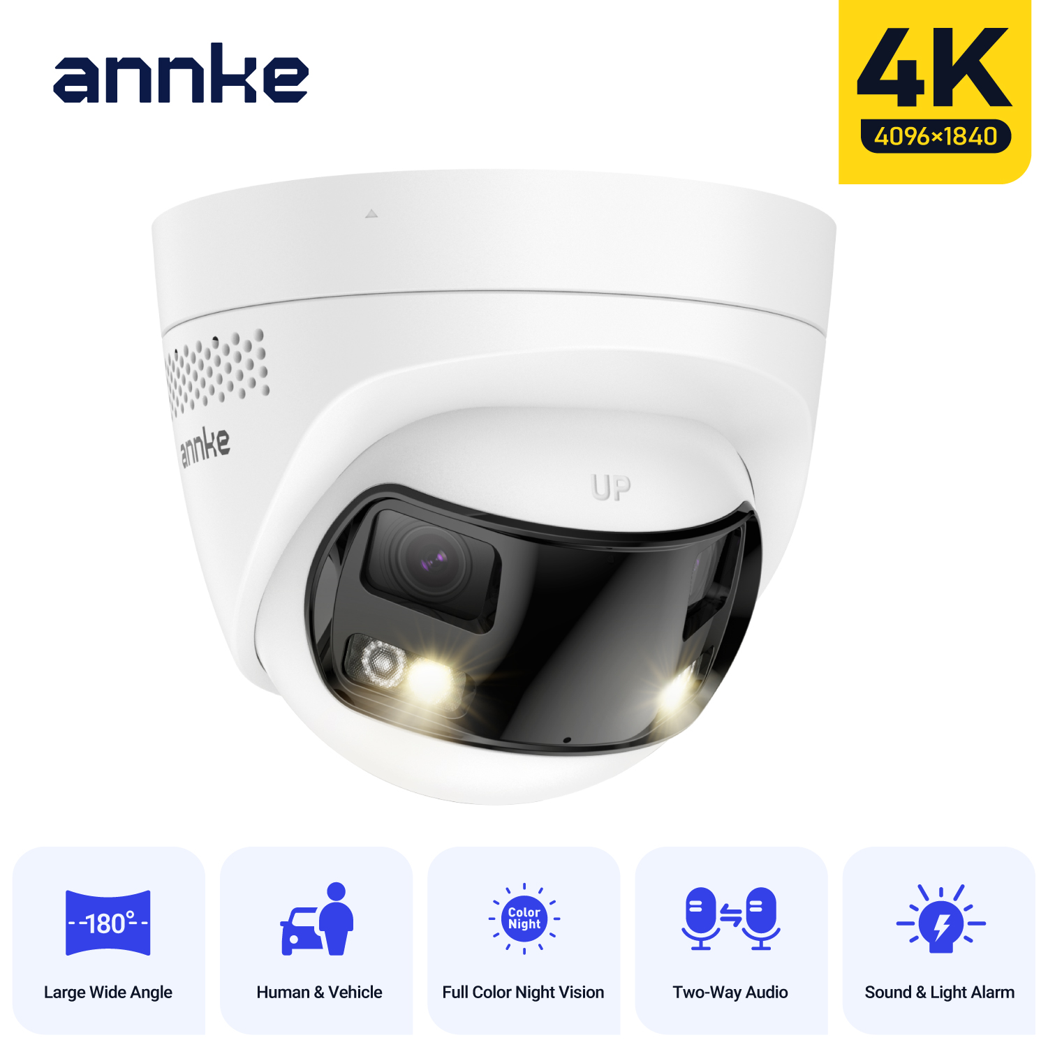 ANNKE 8MP カメラセキュリティデュアルレンズ人間検出双方向オーディオ 180 ° 広視野角パノラマデュアルレンズ Poe IP カメラ