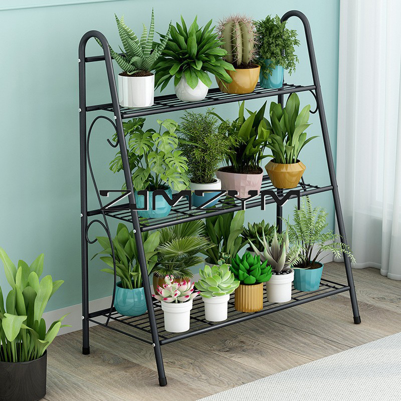 鉄植木鉢スタンド 3 層植物棚スタンド多肉植物ラックバルコニーシンプルな屋内庭の棚靴ブックラック家の装飾