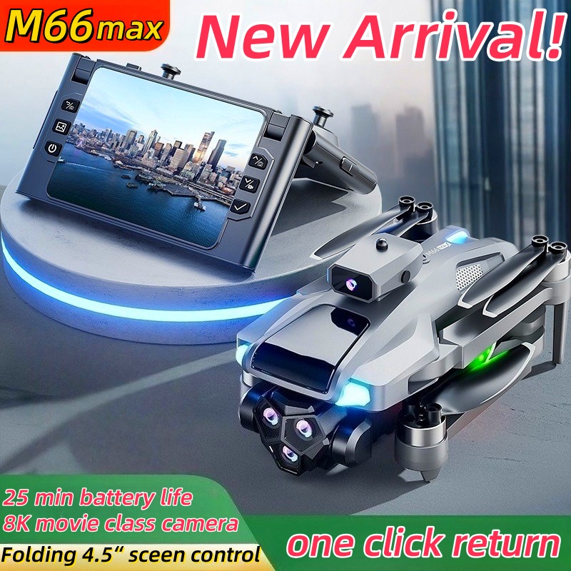 M66 新しい折りたたみドローン 4,5 "スクリーン 25 分のバッテリー 8K ムービーカメラオプティカルフロー位置航空機障害物回避ブラシレス